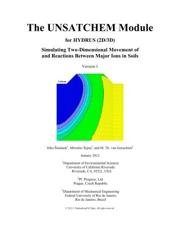 The UNSATCHEM Module for HYDRUS (2D/3D) - PC-Progress