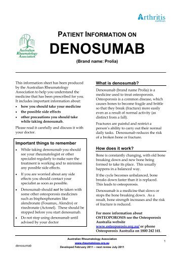 DENOSUMAB - Australian Rheumatology Association