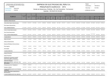 presupuesto ejercicio empresa de electricidad del peru sa 2012