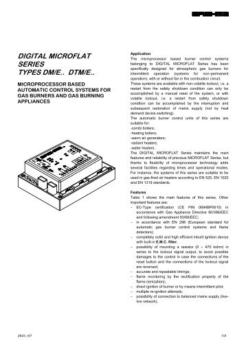 DIGITAL MICROFLAT SERIES TYPES DM/E.. DTM/E.. - Romstal