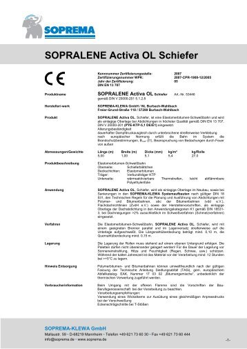 SOPRALENE Activa OL Schiefer - SOPREMA-KLEWA GmbH