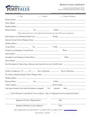 Business License Application - City of Post Falls