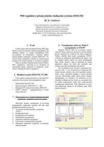 PID regulátory priemyselného riadiaceho systému SIMATIC - Ústav ...