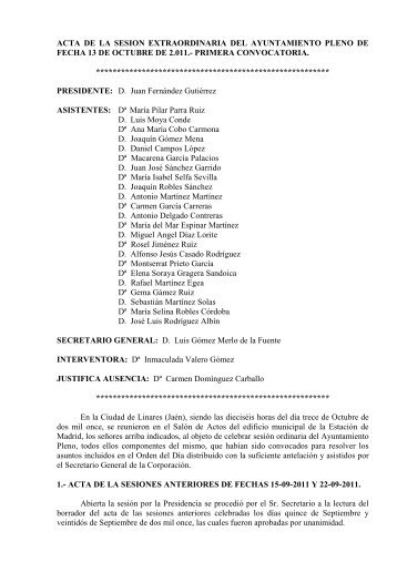 Pleno del 13 de Octubre de 2011 - Ayuntamiento de Linares