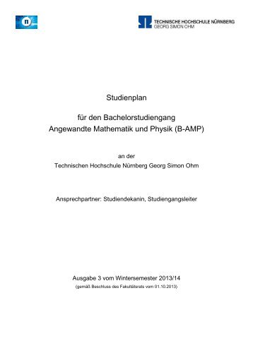 Studienplan - Georg-Simon-Ohm-Hochschule NÃ¼rnberg