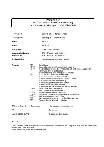 Protokoll Bezirkstag Oberbayern 270903 - Verband Bayerischer ...