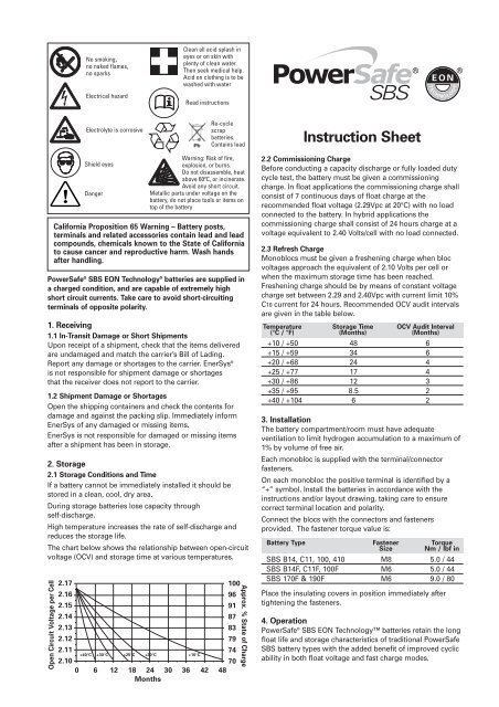 Instruction Sheet - Enersys - EMEA