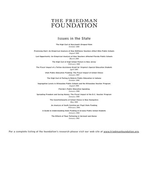 View PDF - The Friedman Foundation For Educational Choice