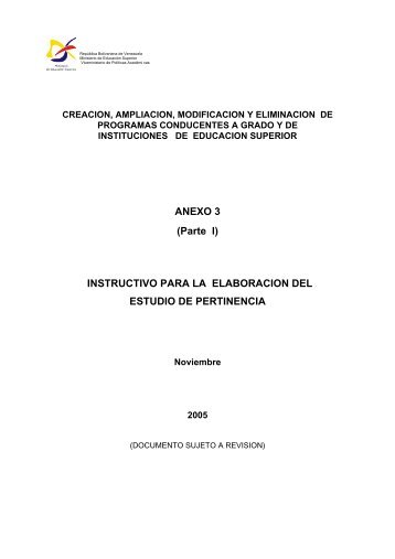 ANEXO 3 (Parte I) INSTRUCTIVO PARA LA ELABORACION DEL ...