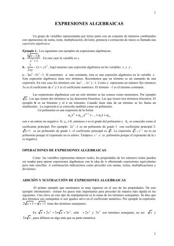 EXPRESIONES ALGEBRAICAS