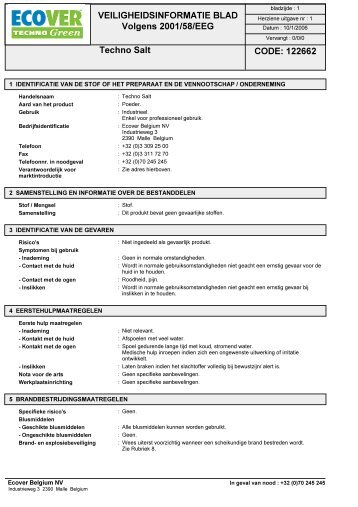 MSDS fiche - Ecostore