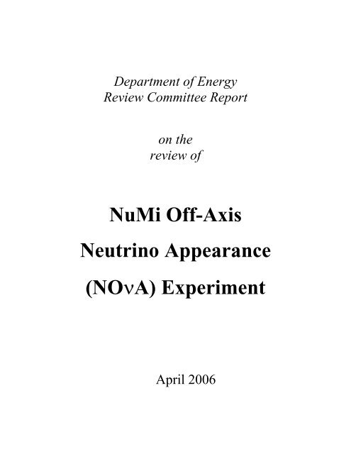 NuMi Off-Axis Neutrino Appearance - NOVA Document Database ...