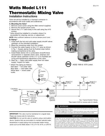 Installation Instructions - Watts Water Technologies, Inc.