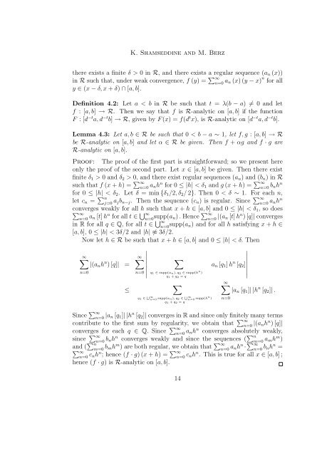 Analytical Properties of Power Series on Levi-Civita Fields 1 ...