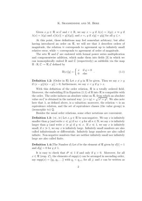 Analytical Properties of Power Series on Levi-Civita Fields 1 ...