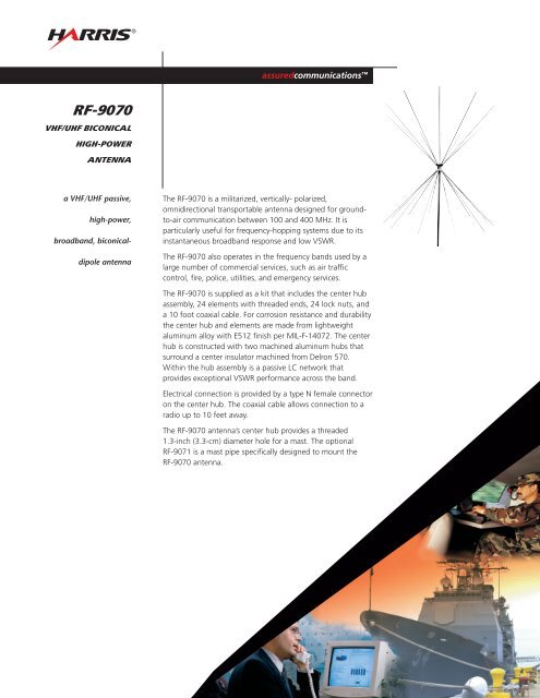 RF-9070 VHF/UHF Biconical High-Power Antenna Data Sheet