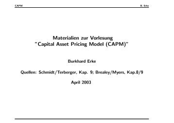 Capital Asset Pricing Model (CAPM) - Burkhard Erke