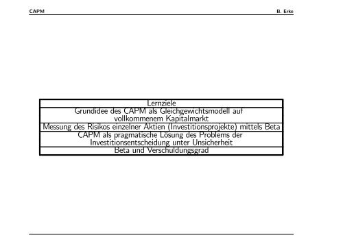 Capital Asset Pricing Model (CAPM) - Burkhard Erke