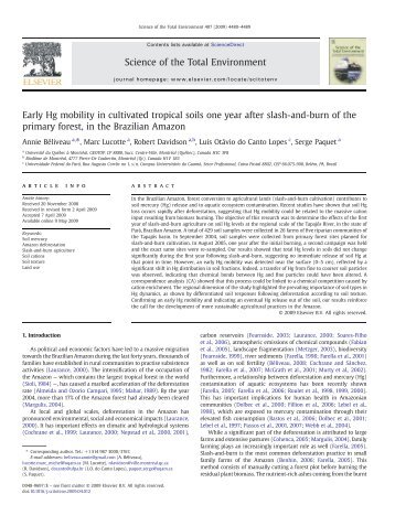 Early Hg mobility in cultivated tropical soils one year ... - Le Geotop