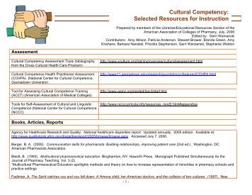 Tool for Assessing Cultural Competence Training - AACP
