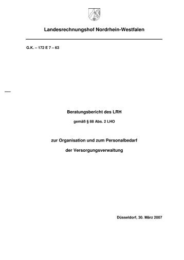 Beratungsbericht des LRH zur Organisation und zum ...
