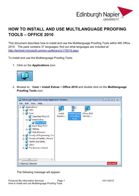 Installing and Using the Multilanguage Proofing Tools in Office 2010