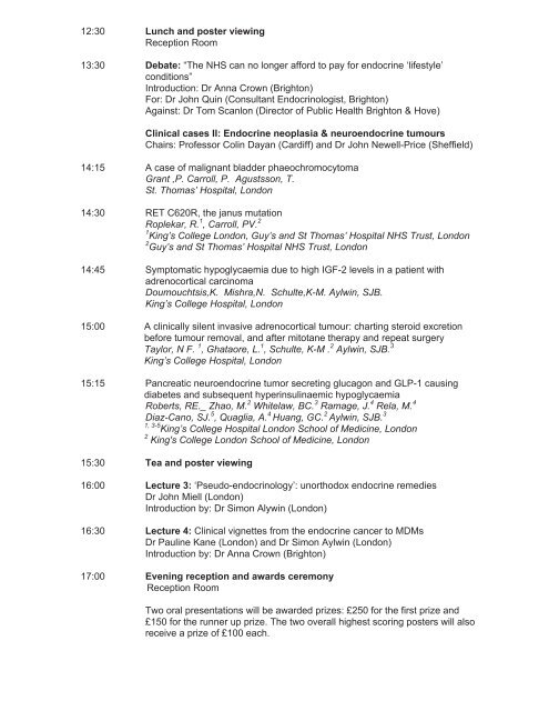 Programme & Abstracts - Society for Endocrinology