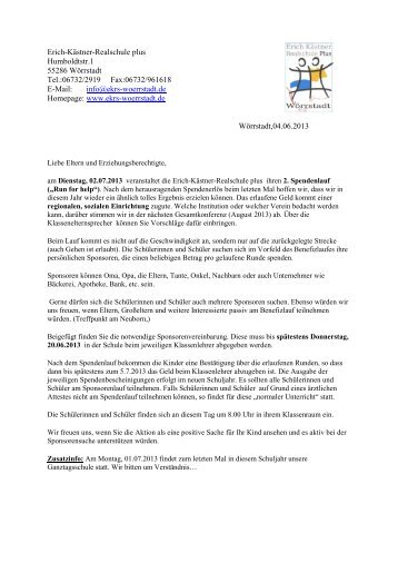 Elternbrief und Sponsorenvereinbarung - Erich-KÃ¤stner-Realschule ...