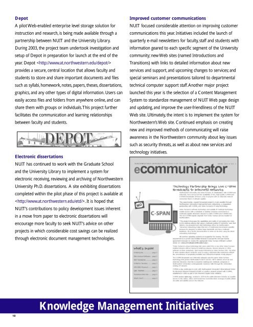 NUIT 2003 Annual Report - Northwestern University Information ...