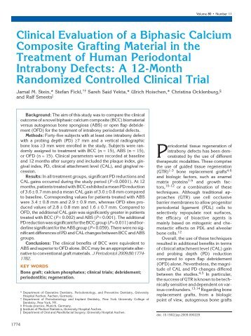 Clinical Evaluation of a Biphasic Calcium Composite Grafting ...