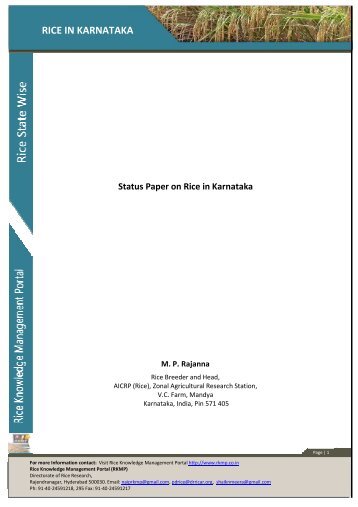Status Paper on Rice in Karnataka.pdf - Rice Knowledge ...