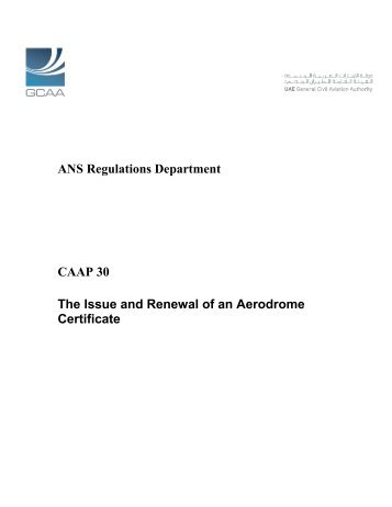 CAAP 30: The Issue & Renewal of an Aerodrome Certificate