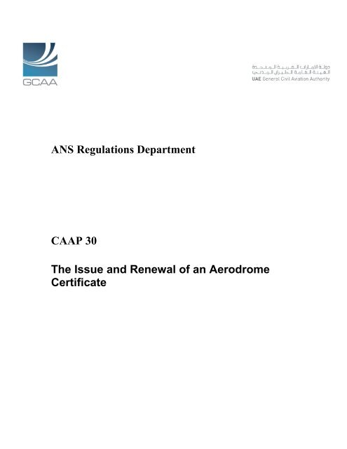 CAAP 30: The Issue & Renewal of an Aerodrome Certificate