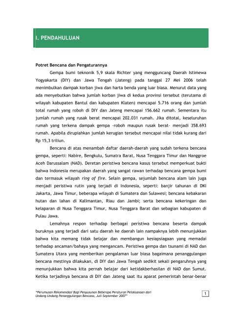 perumusan rekomendasi bagi penyusunan peraturan pelaksanaan ...