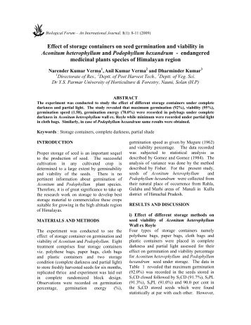 Effect of storage containers on seed germination and viability in ...