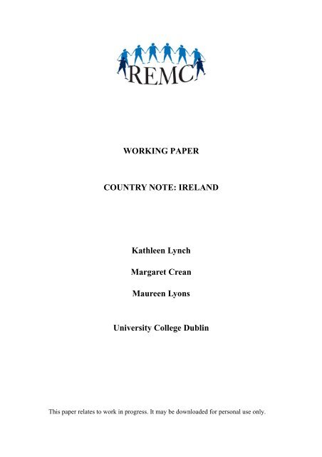 Working paper country note: ireland kathleen lynch - ESRI