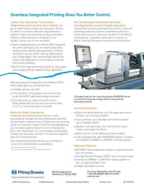 Integrated Document Printing - Pitney Bowes