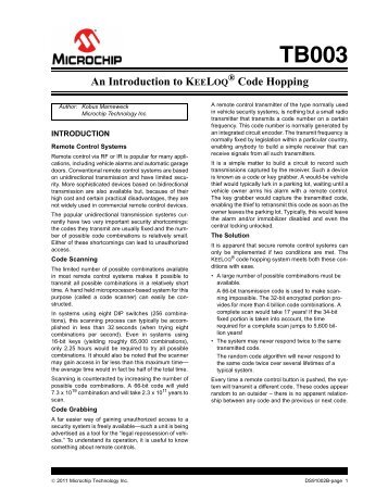 An Introduction to KeeLoq Code Hopping - Microchip