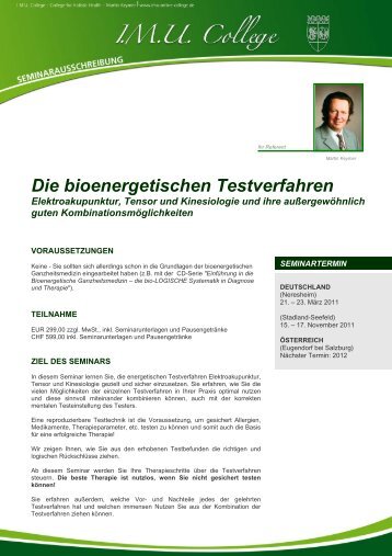 Die bioenergetischen Testverfahren - IMU College