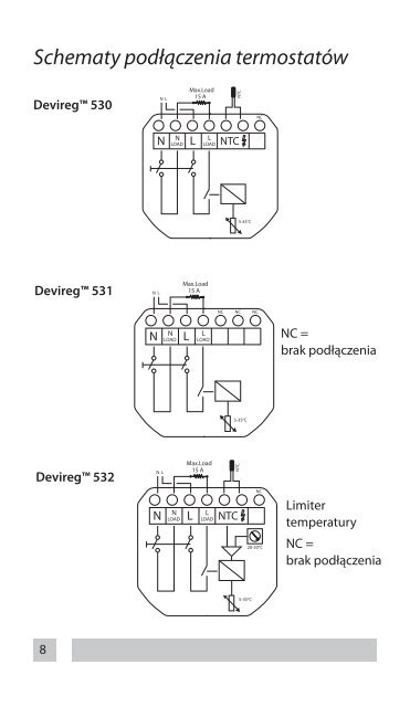 Devireg 530, 531 i 532 Instrukcja montaÅ¼u - Ogrzewanie Elektryczne