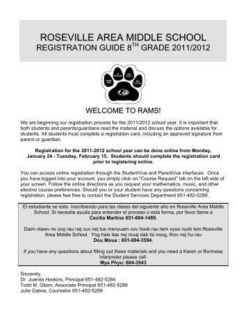 RAMS 8th Grade Course Descriptions - Roseville Area Schools