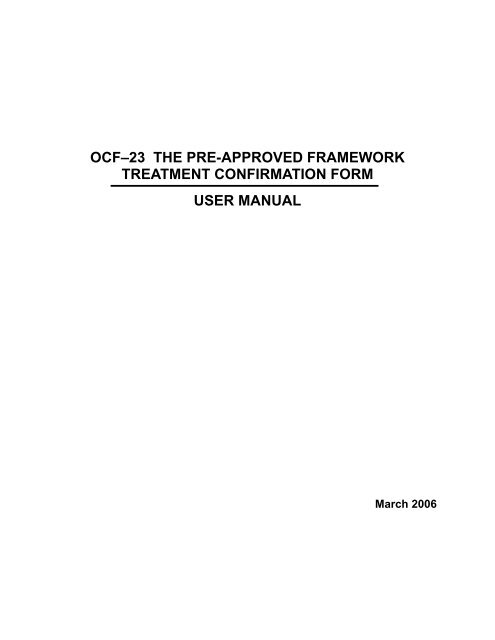 Ocf 23 Form.pdf OCF 23 - The Pre-Approved Framework Treatment ... - HCAI