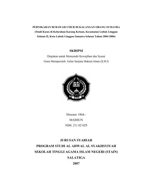 Skripsi Jurusan Hukum Islam