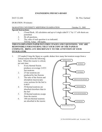 Midterm 2001 with solution - Bill Garland's Nuclear Engineering Page