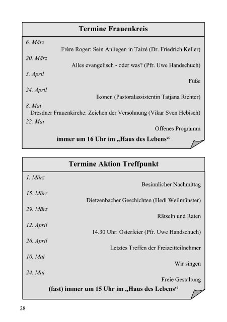 9. bis 19. März 2006 Haus - Evangelische Martin-Luther-Gemeinde