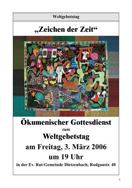 9. bis 19. März 2006 Haus - Evangelische Martin-Luther-Gemeinde