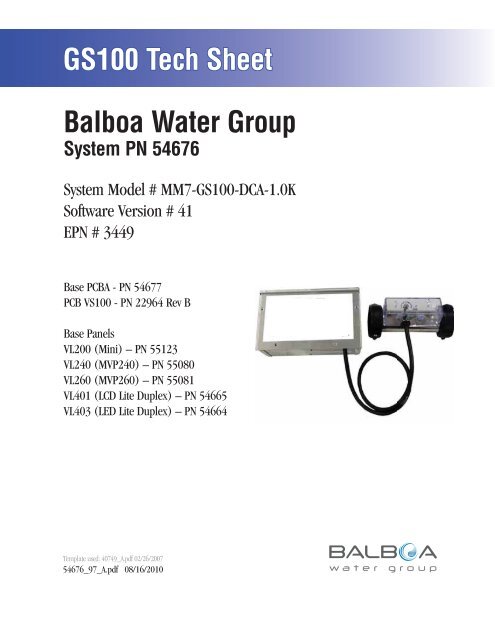 54676, MM7-GS100-DCA-1.0K - Balboa Direct