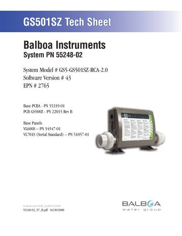 55248-02, GS5-GS501SZ-RCA-2.0 - Balboa Direct