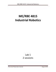 ME/RBE 4815 Industrial Robotics - WPI Stinger Labs - Worcester ...