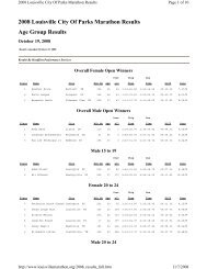 2008 Louisville City Of Parks Marathon Results Age ... - RunTheVille